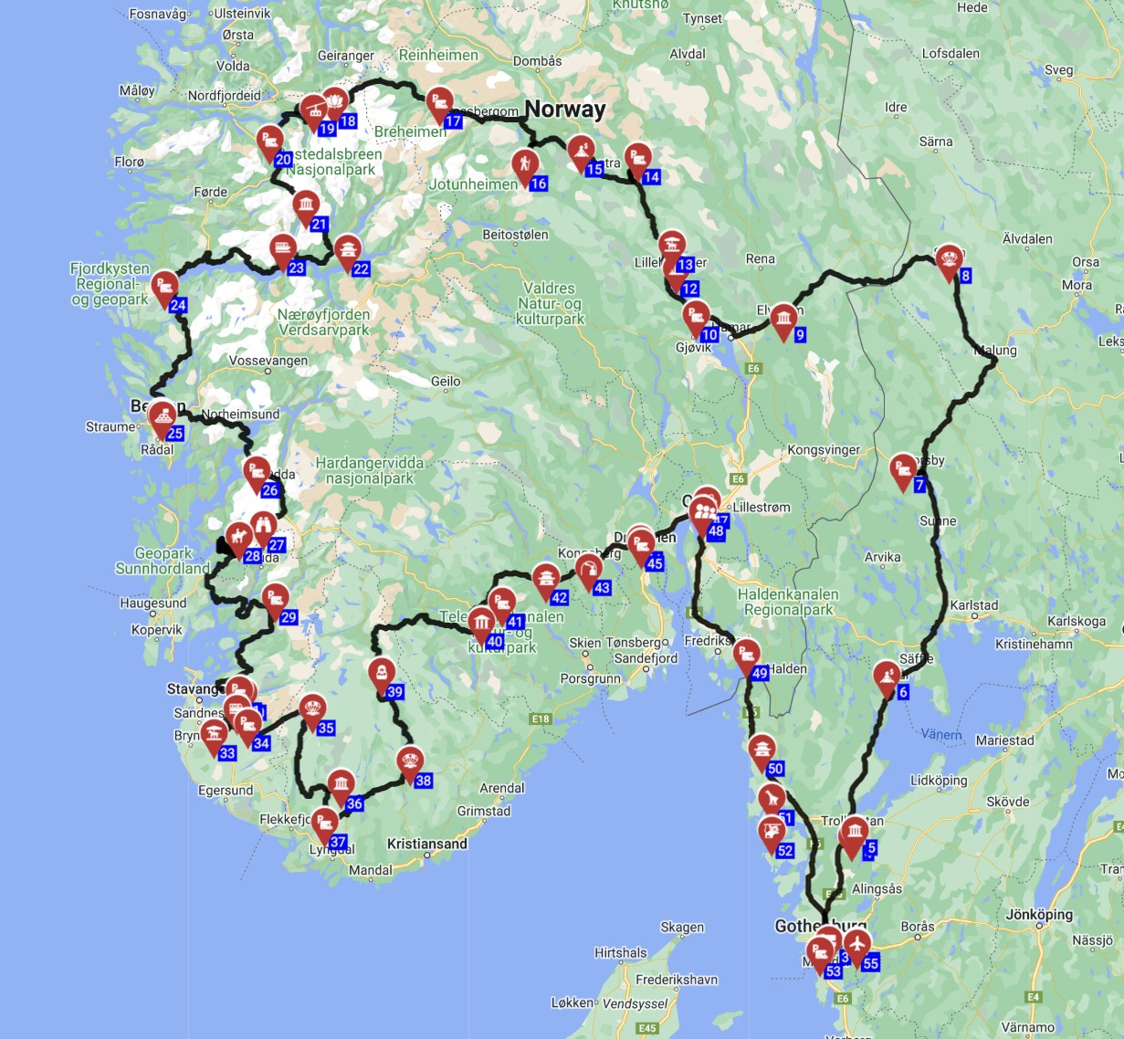 Map for Gothenburg Round trip - Fjords and Forests Family Journey